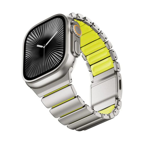 Magnetix titánszürke-zöld Apple Watch fémszíj (mágneses csattal)