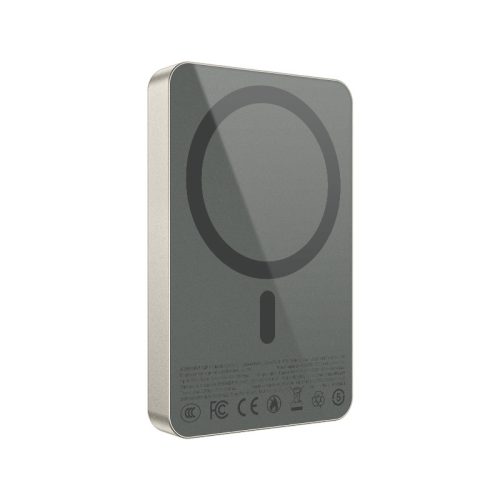 W36 10000mAh MagSafe kompatibilis PowerBank, titánszürke színű