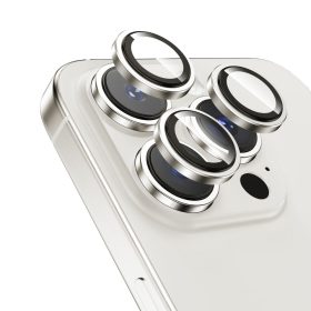   Ezüst kameravédő lencse applikátorral - iPhone 15 Pro / iPhone 15 Pro Max