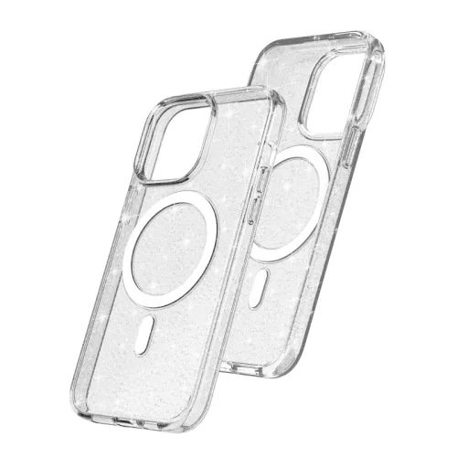 Csillogós MagSafe kompatibilis átlátszó iPhone 15 Pro Max védőtok