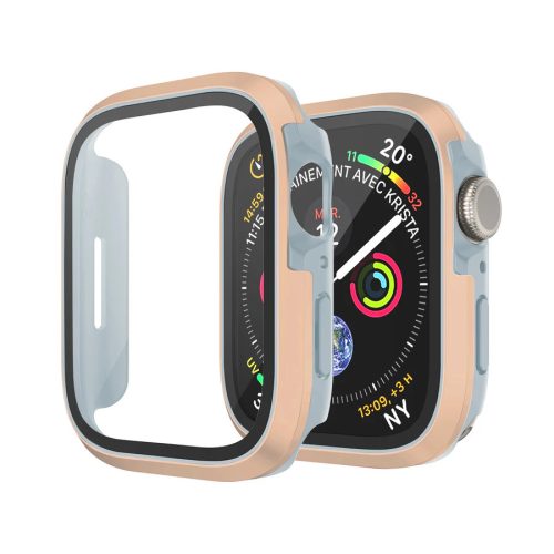 Arany alumínium Apple Watch védőtok edzett üveggel