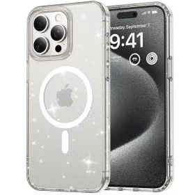  Csillogós MagSafe kompatibilis átlátszó iPhone 14 Pro Max védőtok