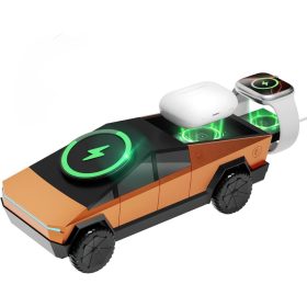   Qi2 CyberDock 15W 3 az 1-ben vezeték nélküli töltőállomás LED világítással iPhone, Apple Watch és Airpods készülékekhez - narancssárga