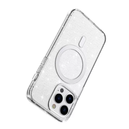 Csillogós MagSafe kompatibilis átlátszó iPhone 16 Plus védőtok
