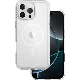   Csillogós MagSafe kompatibilis átlátszó iPhone 16 Pro Max védőtok