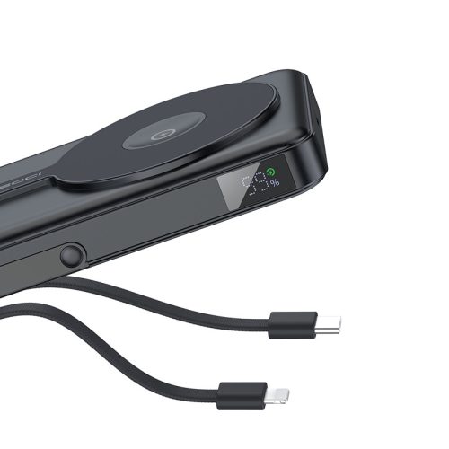 W27 10000mAh MagSafe kompatibilis PowerBank iPhone és Apple Watch készülékekhez, fekete