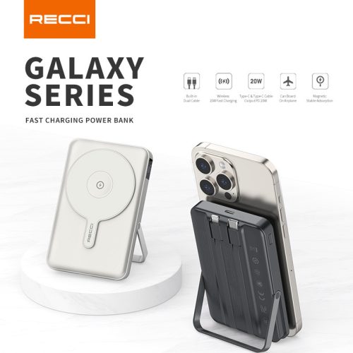 W27 10000mAh MagSafe kompatibilis PowerBank iPhone és Apple Watch készülékekhez, fekete