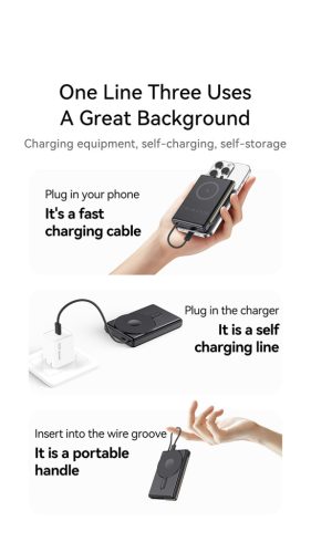 W27 10000mAh MagSafe kompatibilis PowerBank iPhone és Apple Watch készülékekhez, fekete