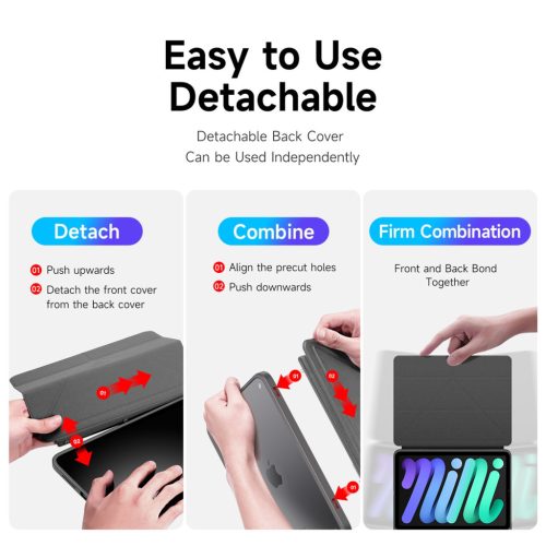 Magi Series fekete tok iPad mini 6/7 8,3" készülékhez – Apple Pencil tartóval, Auto Sleep/Wake funkcióval