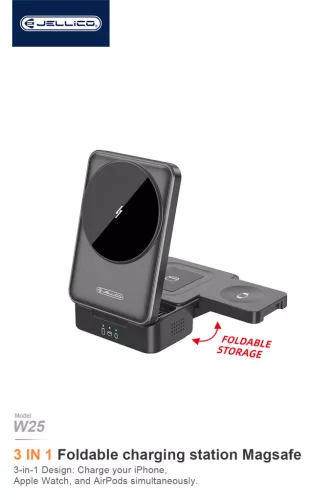 W25 15W 3 az 1-ben vezeték nélküli töltőállomás iPhone, Apple Watch és Airpods készülékekhez