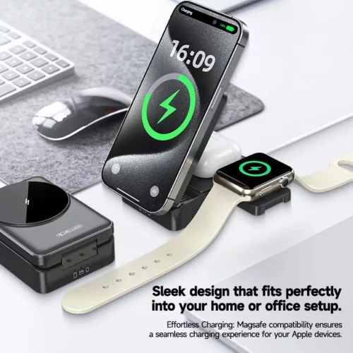 W25 15W 3 az 1-ben vezeték nélküli töltőállomás iPhone, Apple Watch és Airpods készülékekhez