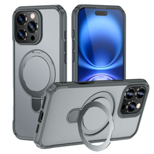 MagnoFold szürke MagSafe kompatibilis iPhone 16 Pro Max védőtok kihajtható gyűrűvel