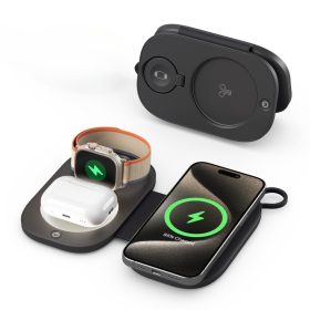   T5 töltőállomás iPhone, Apple Watch és Airpods készülékekhez LED világítással, fekete