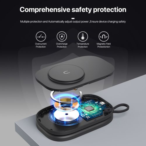 T5 töltőállomás iPhone, Apple Watch és Airpods készülékekhez LED világítással, fekete