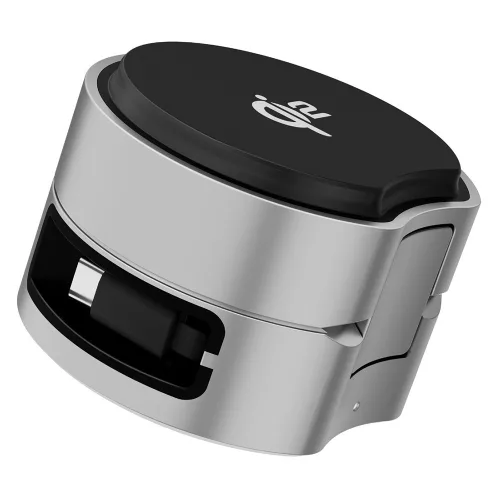 B30 Qi2 15W 3 az 1-ben összecsukható mágneses töltőállomás kihúzható kábellel – iPhone, Apple Watch és AirPods készülékekhez – ezüst/fekete