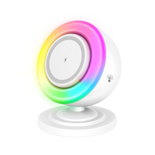 OJD-136 15W vezeték nélküli MagSafe kompatibilis töltőállomás LED világítással, beépített hangszóróval
