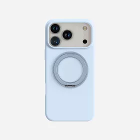   360 fokban forgatható, kitámasztható világoskék MagSafe kompatibilis iPhone 17 Pro Max szilikon tok