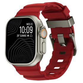   SteelActive Sport piros Apple Watch szilikon szíj szürke csattal