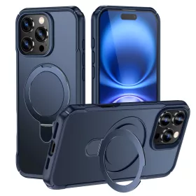   MagnoFold sötétkék MagSafe kompatibilis iPhone 16 Pro védőtok kihajtható gyűrűvel