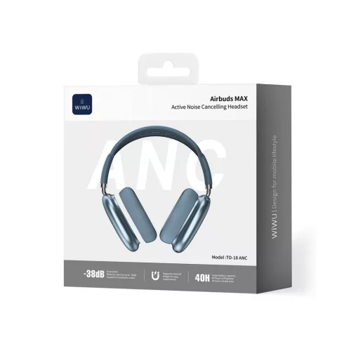 WiWU Airbuds MAX TD-18 ANC Bluetooth fejhallgató, aktív zajszűréssel - kék