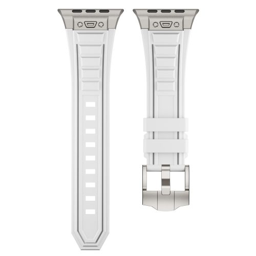 Apple Watch fehér explorer szíj titánszürke csatlakozóval 42/44/45/49 mm (Series 1-9, SE, Ultra) és 46 mm (Series 10/11)