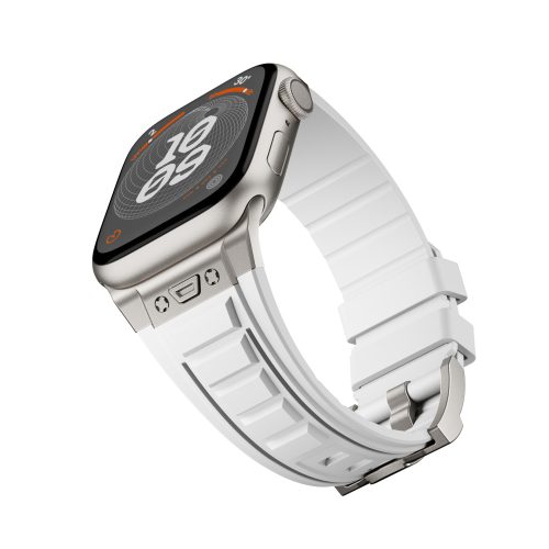 Apple Watch fehér explorer szíj titánszürke csatlakozóval 42/44/45/49 mm (Series 1-9, SE, Ultra) és 46 mm (Series 10/11)