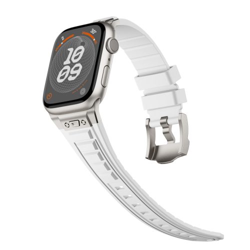 Apple Watch fehér explorer szíj titánszürke csatlakozóval 42/44/45/49 mm (Series 1-9, SE, Ultra) és 46 mm (Series 10/11)
