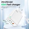 65W 2xUSB-C + 1xUSB QC3.0 töltő adapter, PD gyorstöltő