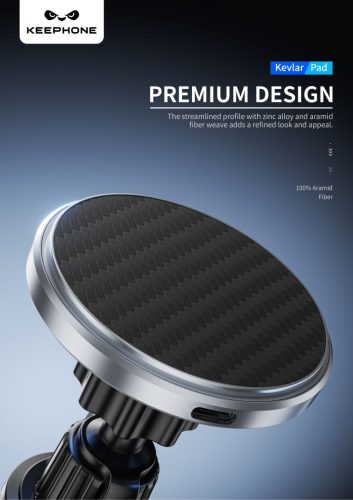 15W MagEasy Carbon MagSafe kompatibilis autós töltő RGB LED világítással