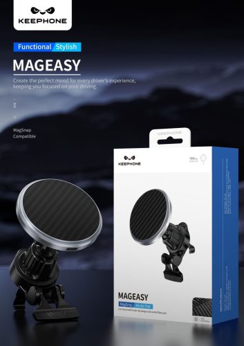 15W MagEasy Carbon MagSafe kompatibilis autós töltő RGB LED világítással