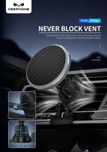 15W MagEasy Carbon MagSafe kompatibilis autós töltő RGB LED világítással