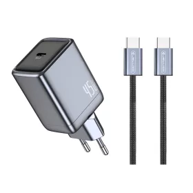   45W GaN USB-C PD/PPS hálózati gyorstöltő + 1m USB C - USB C kábel
