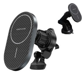   15W Kevlar Carbon MagSafe kompatibilis autós töltő - fekete