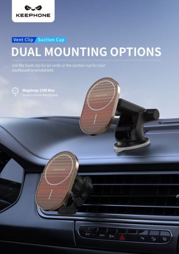 15W Kevlar Carbon MagSafe kompatibilis autós töltő - fekete