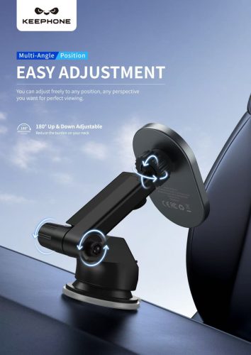 15W Kevlar Carbon MagSafe kompatibilis autós töltő - fekete