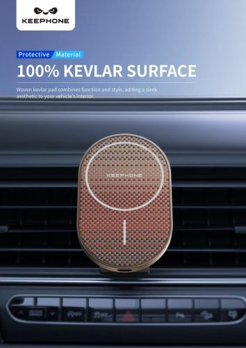 15W Kevlar Carbon MagSafe kompatibilis autós töltő - fekete