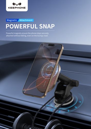 15W Kevlar Carbon MagSafe kompatibilis autós töltő - fekete