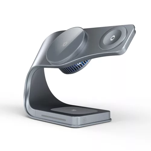 3 az 1-ben mágneses vezeték nélküli töltő hűtőventilátorral - iPhone, AirPods és Apple Watch kompatibilis (LFX-178X)