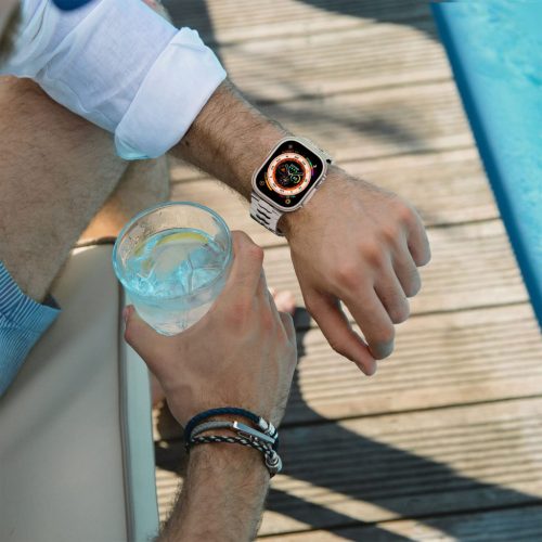 Falcon Apple Watch natúr titán fémszíj 42/44/45/49 mm (Series 1-9, SE, Ultra) és 46 mm (Series 10/11)