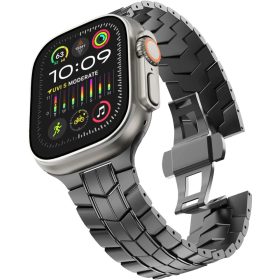   Vertex Apple Watch fekete titán fémszíj 42/44/45/49 mm (Series 1-9, SE, Ultra) és 46 mm (Series 10/11)