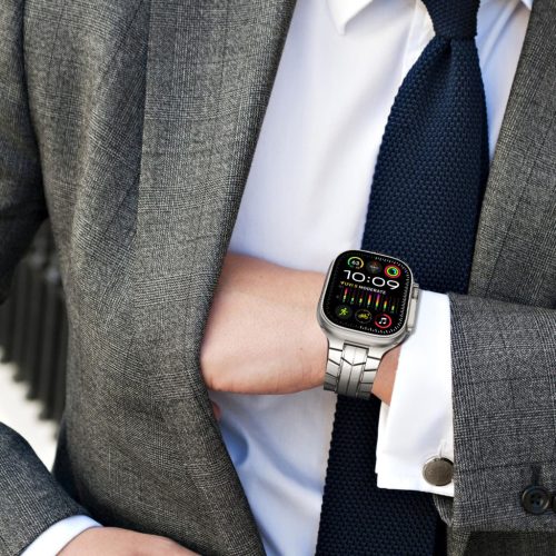 Vertex Apple Watch natúr titán fémszíj 42/44/45/49 mm (Series 1-9, SE, Ultra) és 46 mm (Series 10/11)