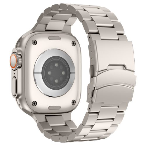 Vanguard Apple Watch natúr titán fémszíj 42/44/45/49 mm (Series 1-9, SE, Ultra) és 46 mm (Series 10/11)