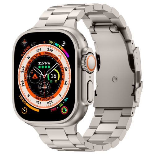Vanguard Apple Watch natúr titán fémszíj 42/44/45/49 mm (Series 1-9, SE, Ultra) és 46 mm (Series 10/11)