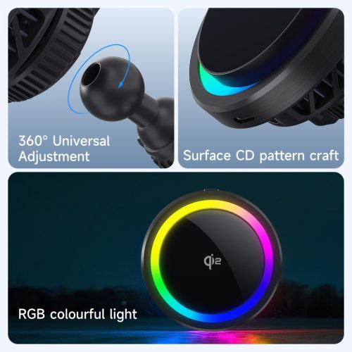 MagCold 11 15W MagSafe Qi2 iPhone mágneses autós gyorstöltő RGB világítással, beépített hűtőventillátorral
