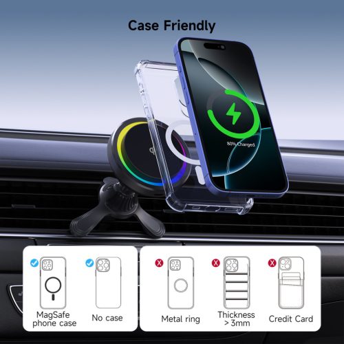 MagCold 11 15W MagSafe Qi2 iPhone mágneses autós gyorstöltő RGB világítással, beépített hűtőventillátorral