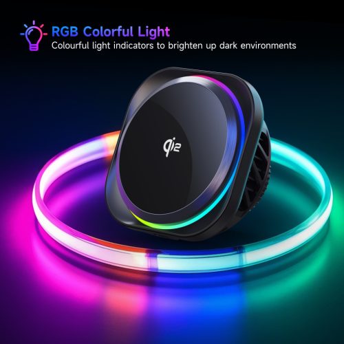 MagCold 12 15W MagSafe Qi2 iPhone mágneses autós gyorstöltő RGB világítással, beépített hűtőventillátorral
