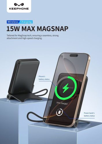 Hotta 10000mAh MagSafe PowerBank, mágneses külső akkumulátor, gyors vezeték nélküli töltéssel