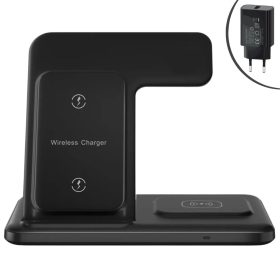   Q50A 15W 3 az 1-ben vezeték nélküli töltőállomás (iPhone, Airpods és Apple Watch) - fekete