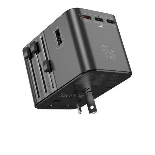 45W 5 portos univerzális világutazó adapter 2xUSB + 3xUSB-C 