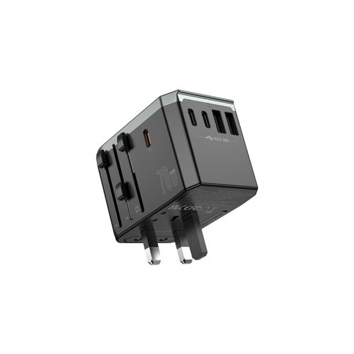 70W 5 portos univerzális világutazó adapter 2xUSB + 3xUSB-C 